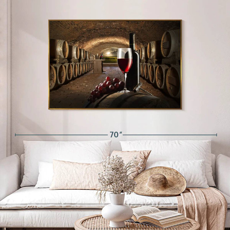 Winery, 46 po x 31 po, Cadre flottant doré