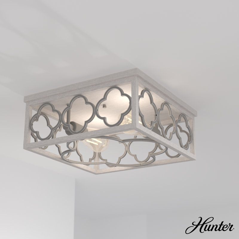 Gablecrest 2-Light 13.5'' Flush Mount, Distressed White/Gray