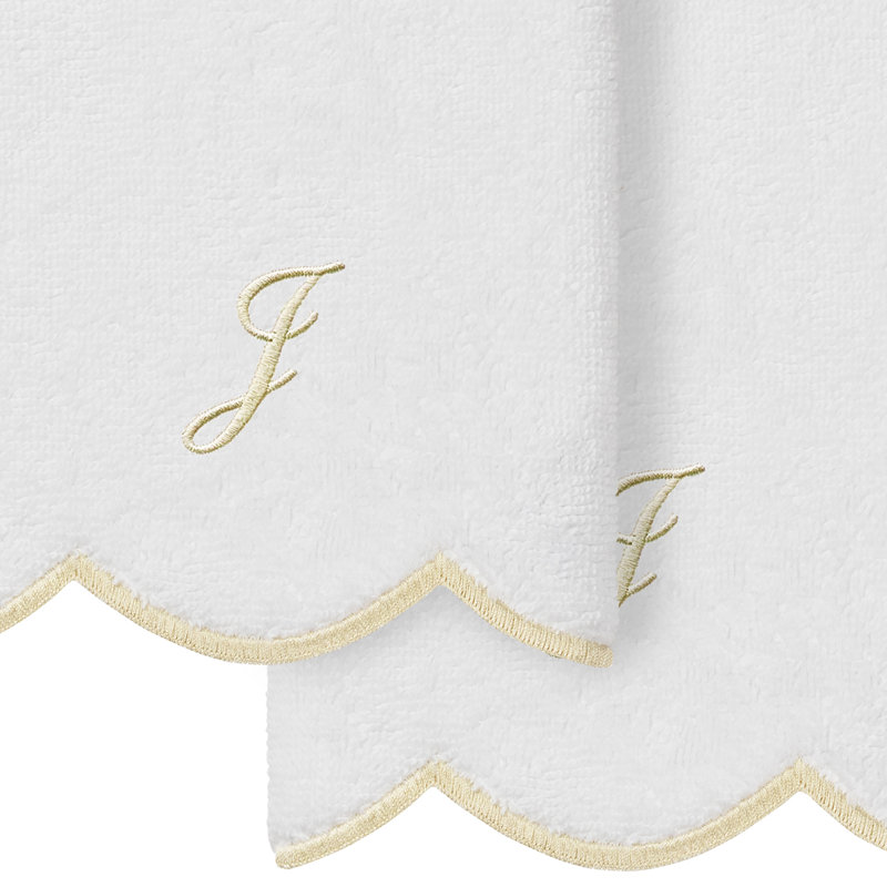 Ensemble de serviettes Linum Home Textiles 100% coton turc ADORNIA, J, Blanc / beige, Ensemble de 2 serviettes à doigts