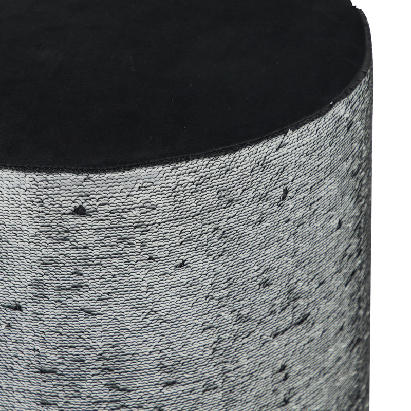 Tabouret de coiffeuse en bois massif, Argent/noir