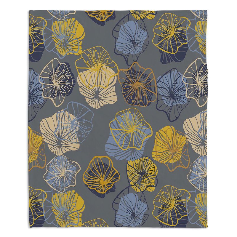  Couverture Gerbera III, 68 po x 80 po, bleu