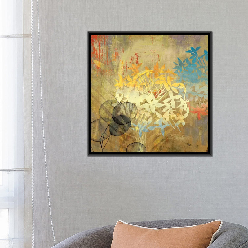« wildflowers », impression sur toile, H 18 po x l 18 po x P 1,5 po, Toile avec cadre noir, Pas de tapis