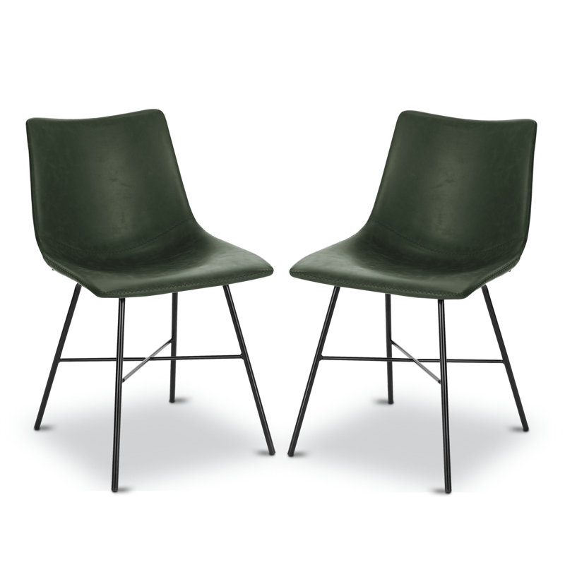 Chaise en cuir Bela, Similicuir vert lierre
