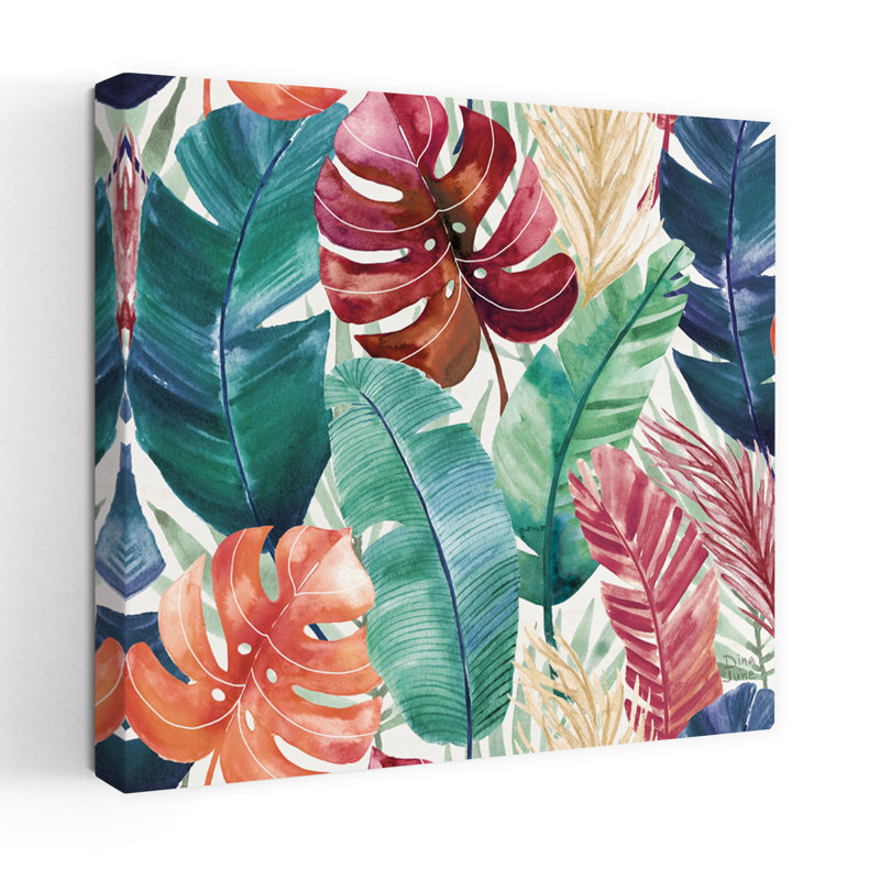 Art tropical, paysage tropical, H 18 po x l 18 po