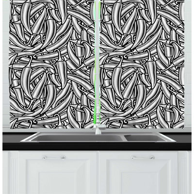 Abstract Ruffled Kitchen Curtain