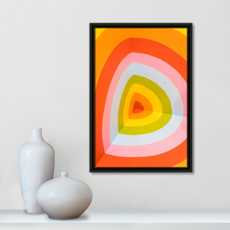 Imprimé Sherbet Bullseye par Jason Leung, Pas de tapis, Cadre flottant espresso, H 19,5 po x l 13,5 po x P 2 po
