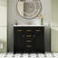 Meuble-lavabo moderne avec lavabo en céramique, armoire 36 po à 4 tiroirs et 2 portes, bois massif, finition noire-192188929