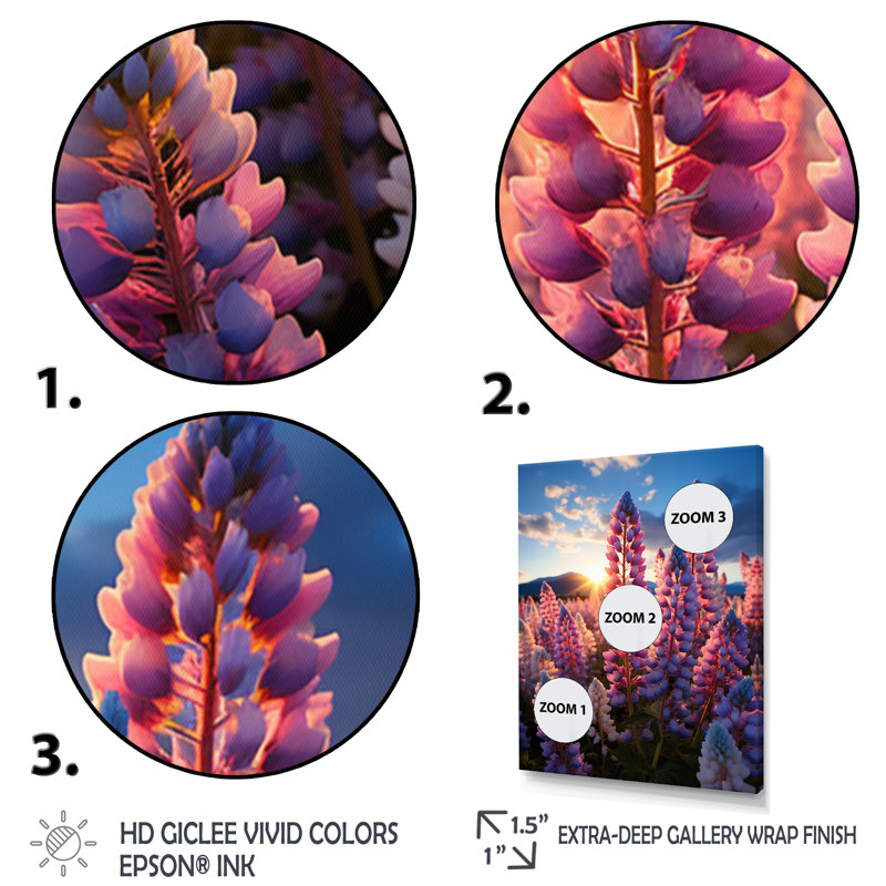 Meadow Lupin Bliss - art mural floral, salon, Cadre photo blanc, H 32 po x l 16 po x P 1 po
