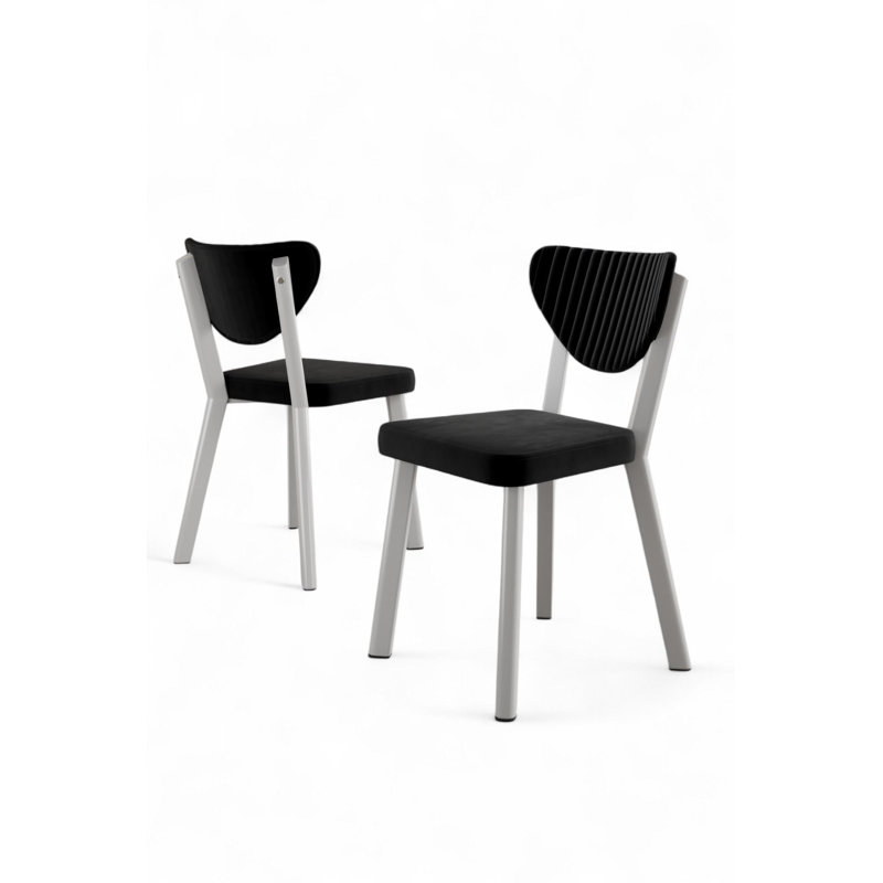 Ensemble de chaises modernes 4 pièces, noir et blanc, 17,7 x 33,9 x 18,1 pouces | Structure 100% métal avec dossier en contreplaqué, tissu BabyFace, siège en mousse 28 28 po | Élégant et confortable pour les espaces de salle à manger ou de bureau