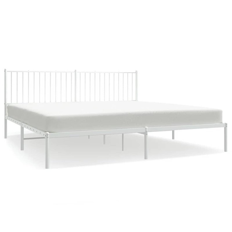 Structure de lit en métal, robuste, sans matelas, Double, Blanc
