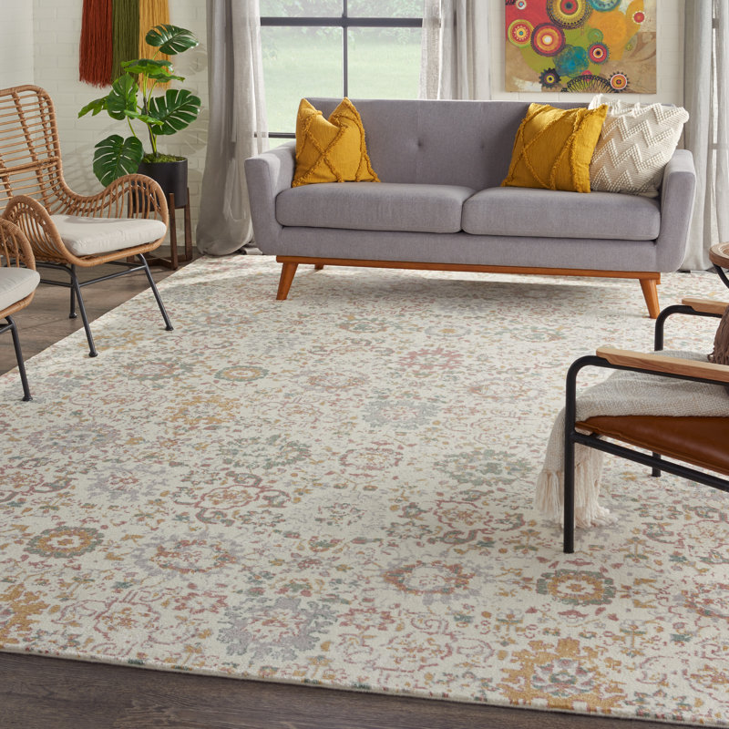Stach Viscose Floral Indoor Rug, Rectangle 12' x 15'