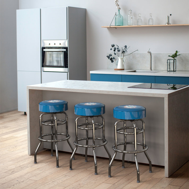 Commercial Grade Chrome Swivel Bar Stool with Vibrant Team Colors  , Miami Dolphins