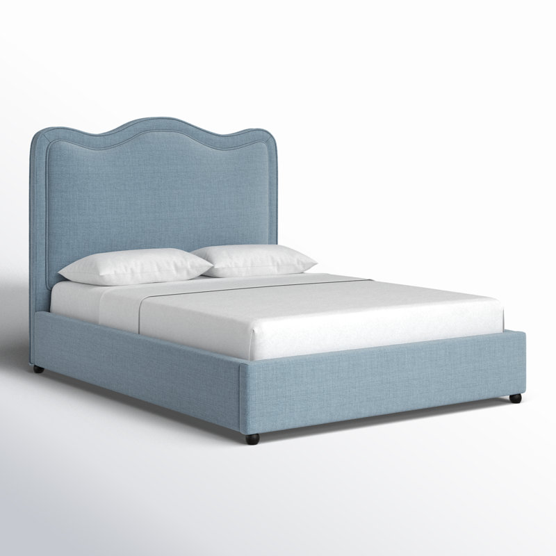 Glenside Upholstered Linen Fabric Bed, Queen, Light Blue Performance Linen