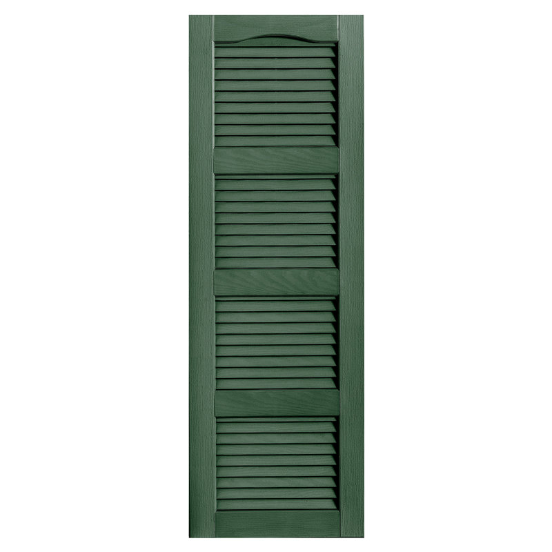 Cathedral Top Four-style Open Louvre Shutters Pair, 12", 68", Green