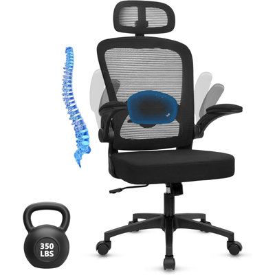 KLASIKA Desk Chairs with Wheels, Ergonomic Mesh Back Home Office Chair with Headrest, Adjustable Lumbar Support Swivel Rolling Computer Chairs with Fl