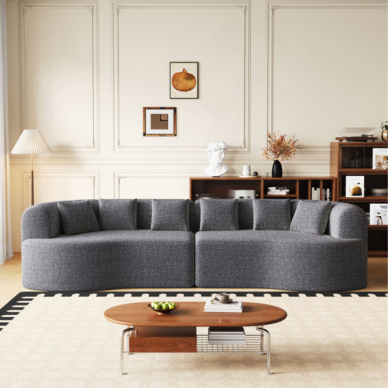 Canapé modulaire incurvé surdimensionné, 106,3 pouces, moderne, sans os, nuage, sans os, avec 6 coussins, canapé de luxe en chenille à quatre places en mousse à mémoire de forme profonde