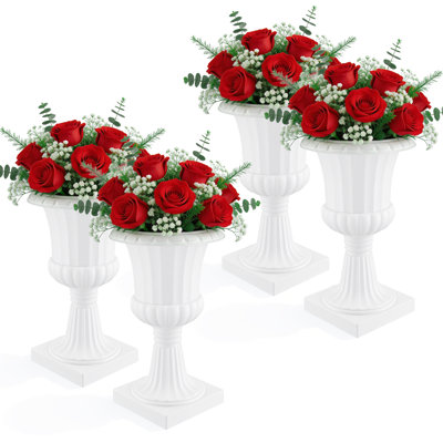 20inch Tall Plastic Urn Planters, Round Classic Flower Pot, Traditional Large Plant Pot For Garden Patio