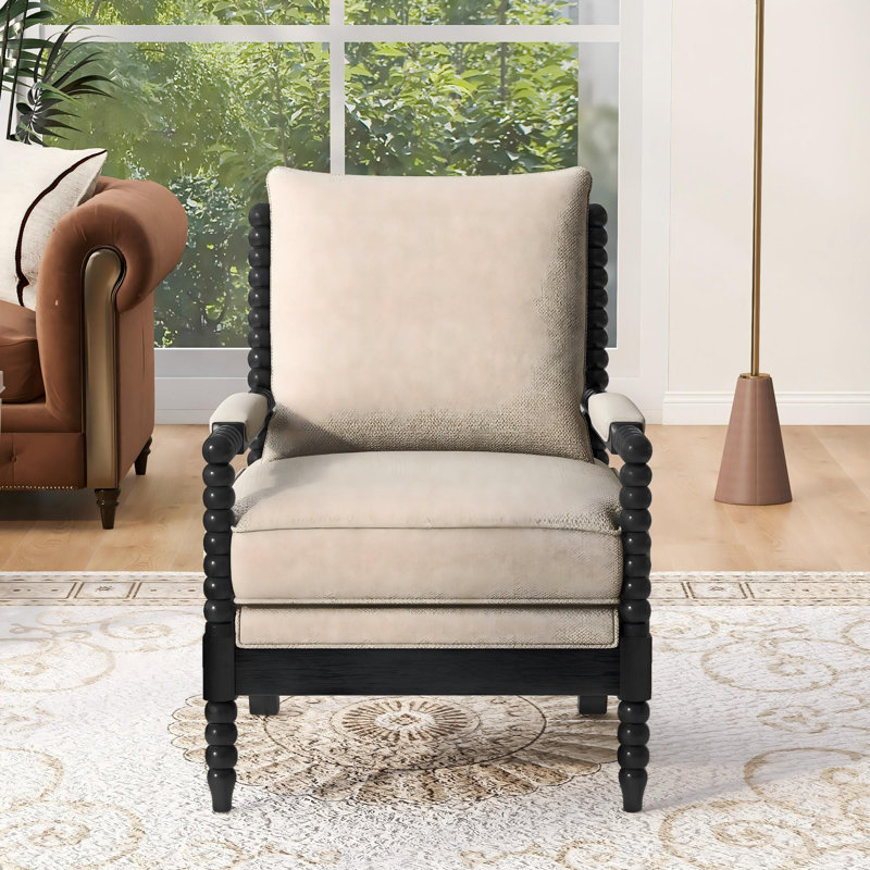 Fauteuil d'appoint en bois d'hévéa, Black/Grey