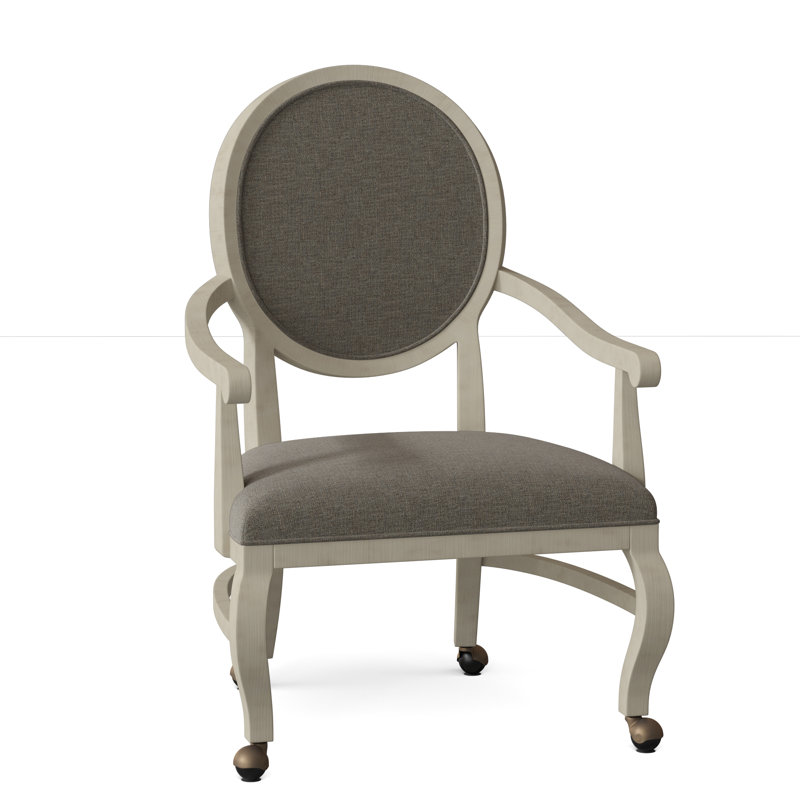 Oakland Upholstered King Louis Back Arm Chair, 8789 Indigo, Almond Buff