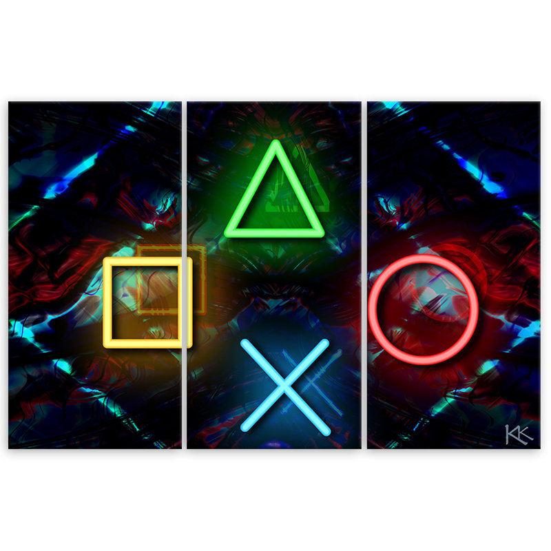 Computer Games - 3 Piece Wrapped Canvas Print Set, 100cm H x 150cm W