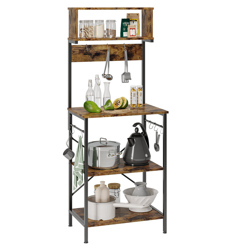 60Cm Steel Standard Baker's Rack with Microwave Compatibility, Black/Rustic Brown