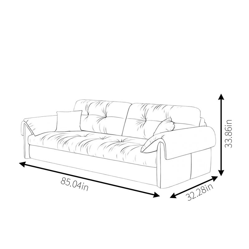 Canapé en tissu antique, H 33,86 po x l 85,04 po x P 32,28 po , 3