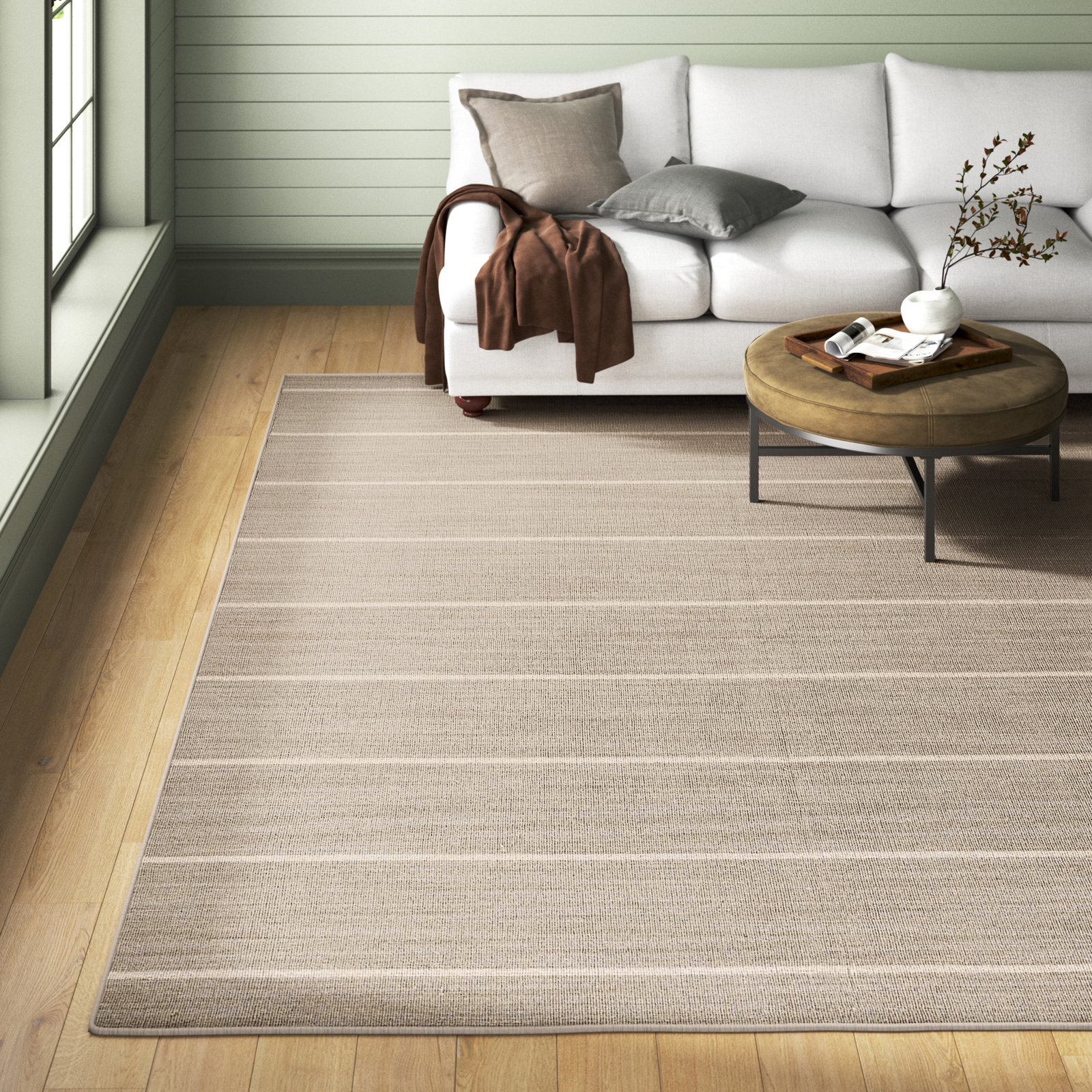 Creekmont Brown Light Gray Hand-Woven Wool Rug, Rectangle 10' x 14'