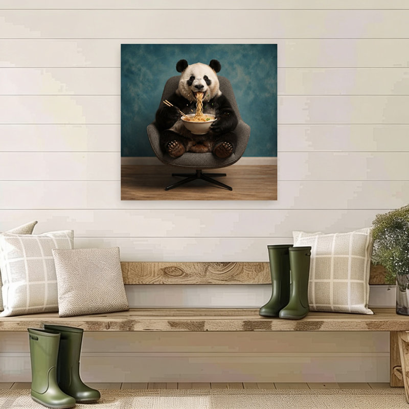 Drôle de panda Ramen, panda ludique moderne, impression murale, H 32 po x l 32 po