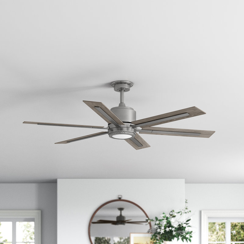 Glandon 60'' Ceiling Fan with LED Lights, Antique Nickel with Walnut Driftwood