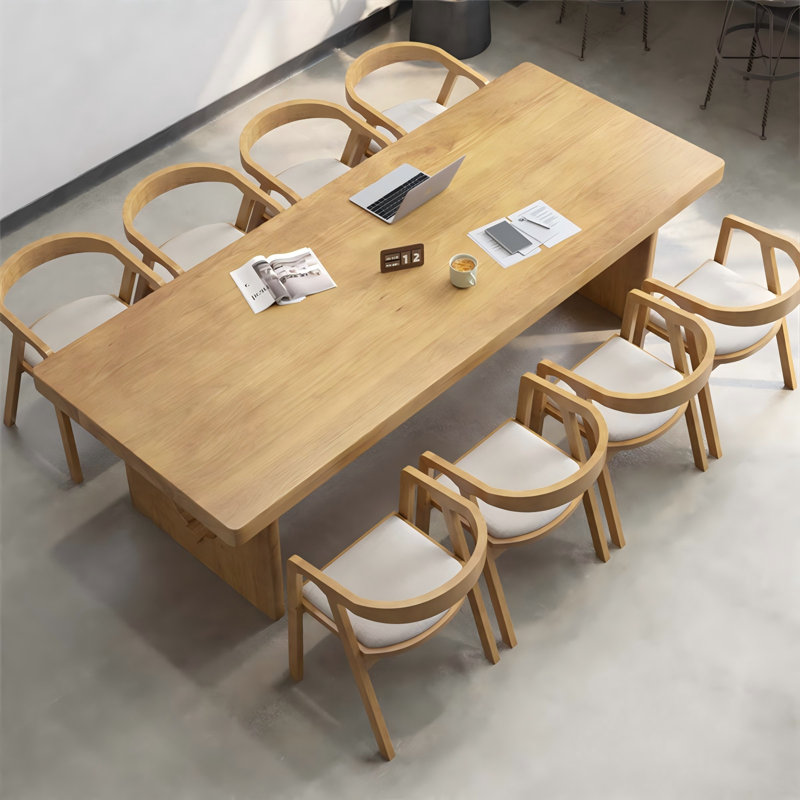 Table de conférence 70,87 "moderne et minimaliste en bois massif au fini naturel, 29.53" H x 70.87" W x 31.5" D