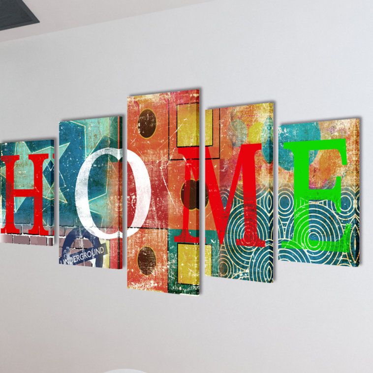 East Urban Home Home 5 Piece Graphic Art Print Set on Canvas | Wayfair ...