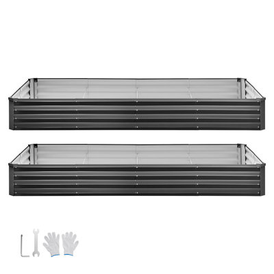 Galvanized 94.49x47.24x11.81 in. Iron Set of 2 Raised Garden Bed Dark Gray with Legs