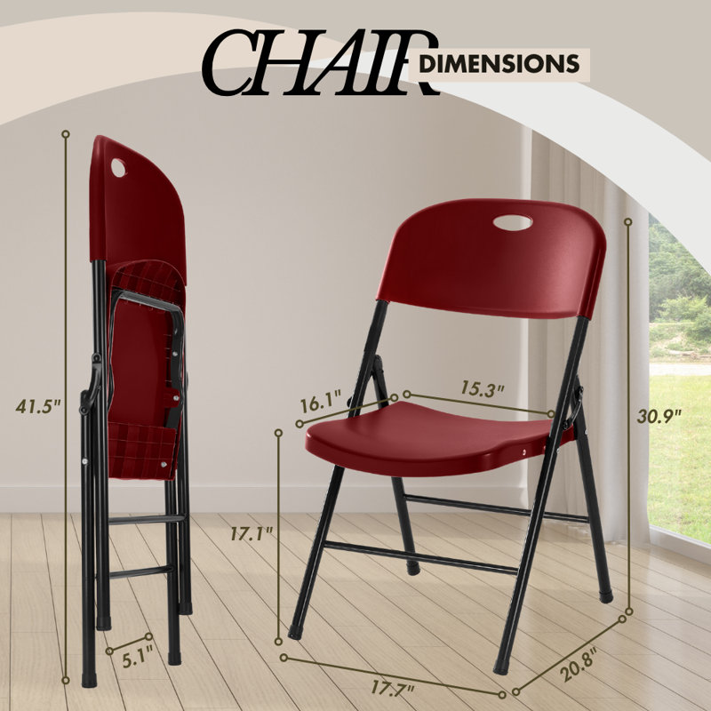 Chaise pliante en plastique robuste, Rouge