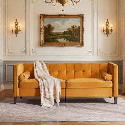 Chelsea 77'' W Mid Century Upholstery Tufted Sofa