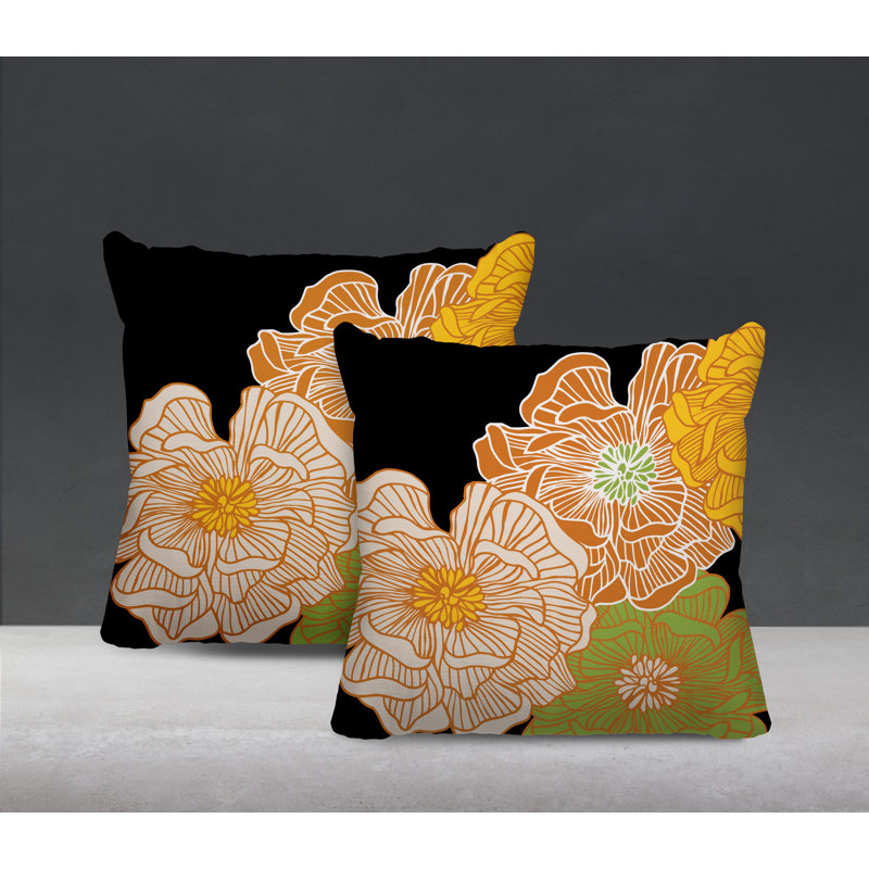 Housse et insert de coussin décoratif intérieur / extérieur en mélange de polyester, L 17 po x H 17 po, Orange