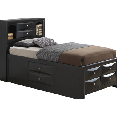Sleek Full Bed With Built-in Storage Facility - 49"h, 57"w, 87"d Black, Improves Bedroom Appearance Contemporary Space 49"h X 57"w Black Finish, Fits Modern Decorations