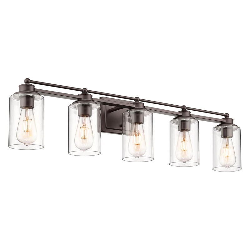 Oil Rubbed Bronze 5-Light Dimmable Vanity Fixture with Clear Glass Shades