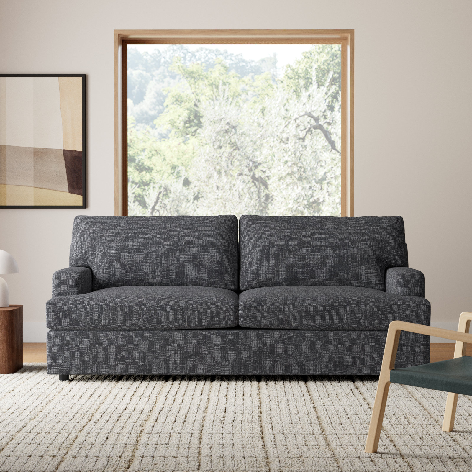 Cleo 84" Upholstered Custom Sofa, Nomad Indigo Performance Chenille