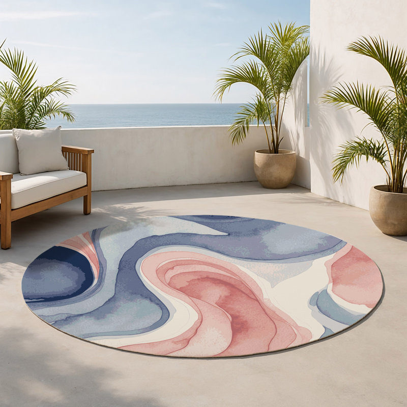 Tapis intérieur et extérieur Blush Cascade, Rond 5 pi