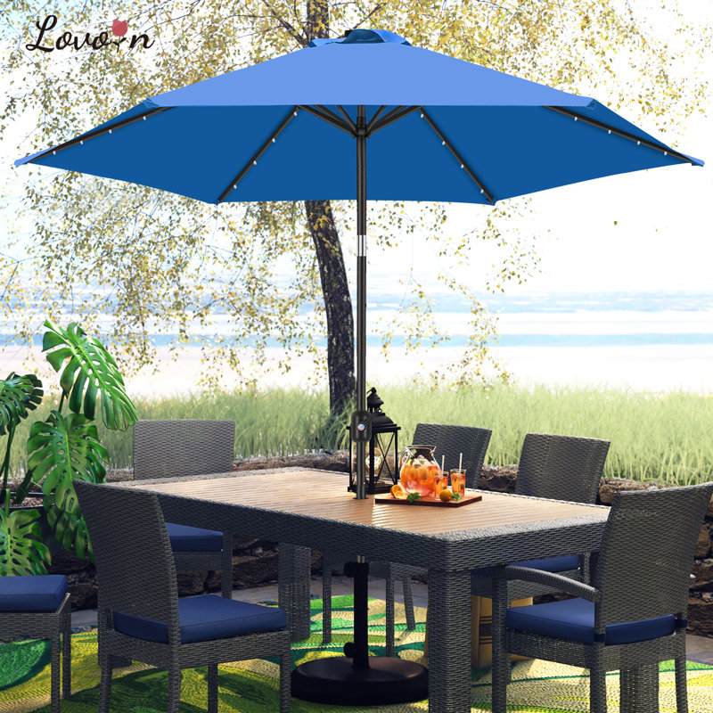 Parasol de marché lumineux Boxwell, Bleu, H 98,4 po x l 90 po x P 90 po