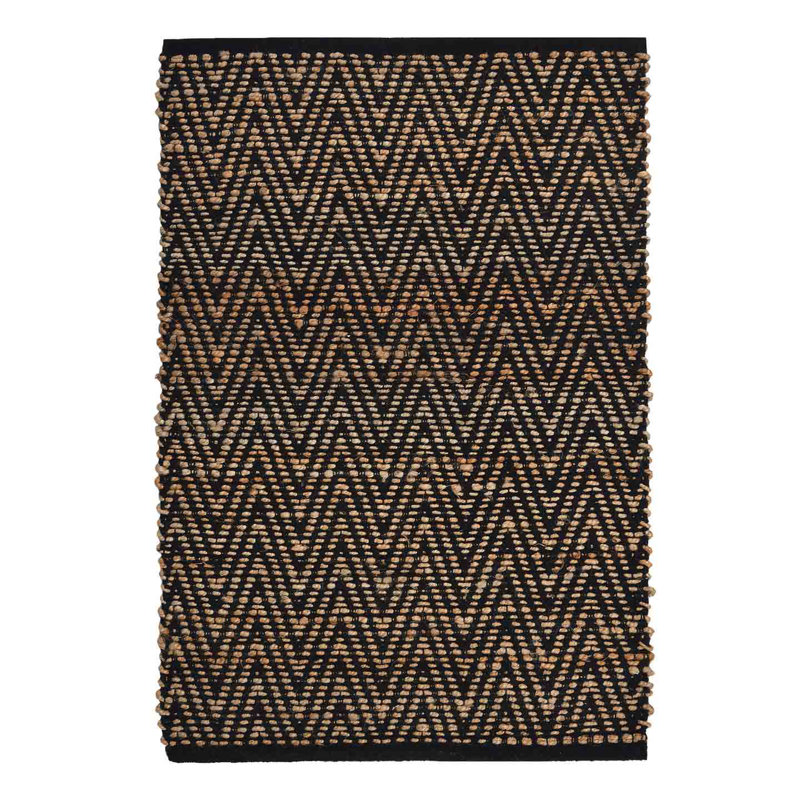 Chevy Chevron Area Rug in Brown/Black Jute, Rectangle 8' x 10'