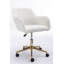 New Teddy Fabric Material Adjustable Height Swivel Home Office Chair For Indoor Office With Gold Legs,White