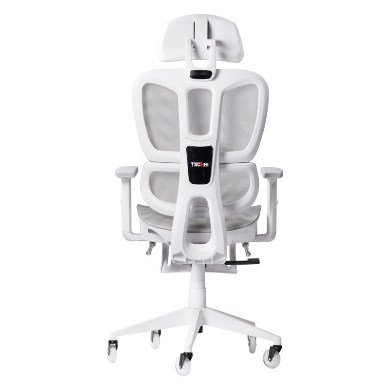 Fauteuil de jeu pivotant à roulettes, réglable en hauteur, gris pâle et blanc, avec repose-pieds