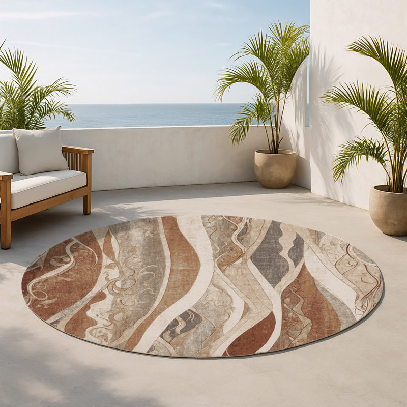 Tapis intérieur et extérieur Shadowed Tides, Rond 5 pi