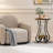 Round End Table For Small Spaces, Rustic Industrial Side Table With Open Shelf, Sturdy MDF And Metal Frame, Versatile Coffee Table For Living Room, Bedroom, Office, Balcony
