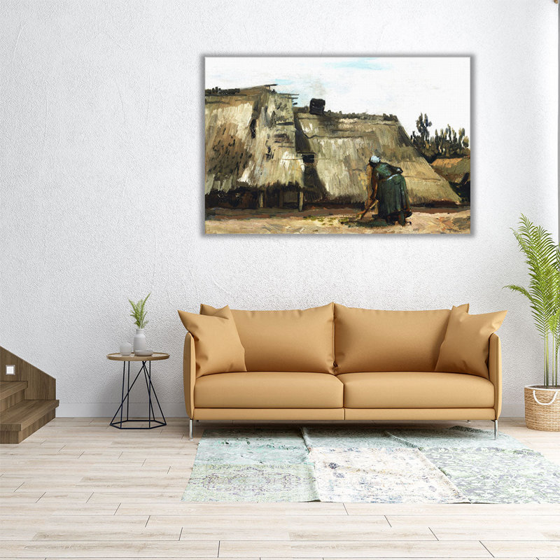 Une paysanne creusant devant son chalet, 1885 - reproduction d'art sur toile, H 12 po x l 18 po