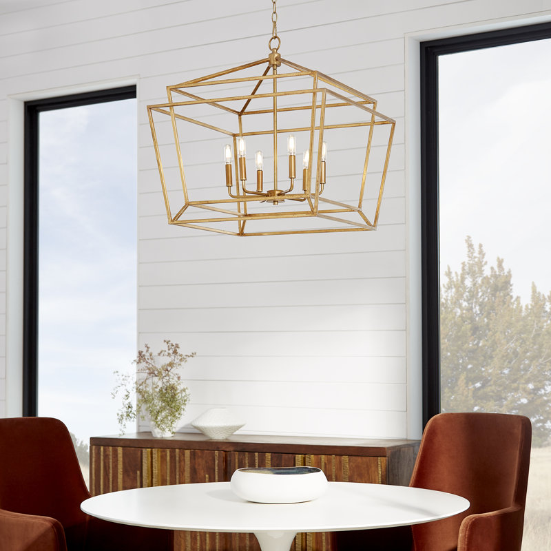 Sonnenberg 6 - Light Dimmable Lantern Chandelier, Gold Leaf