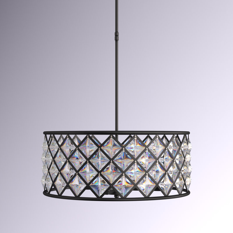 Lustre cylindrique à 4 lumières avec accents de cristal Bernon