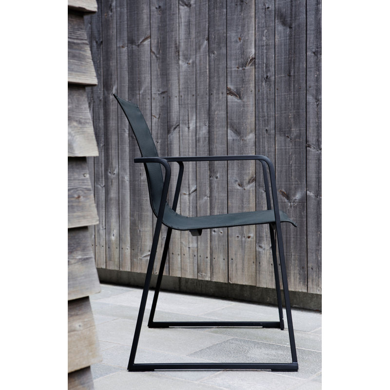 Muze Stacking Patio Dining Chair, Anthracite Frame/Anthracite Mesh
