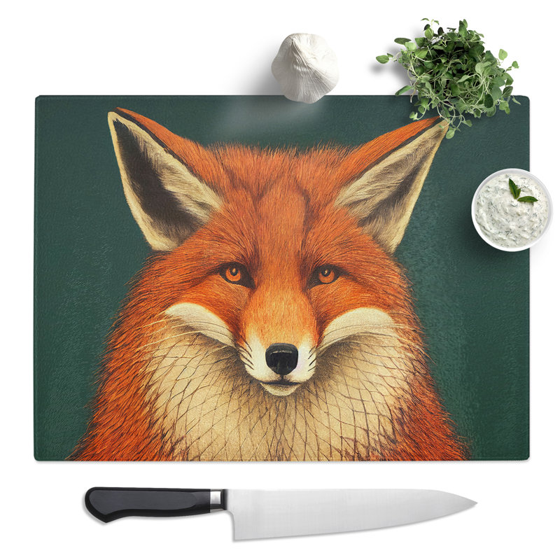 Hopeful Fox  Glass Chopping Board